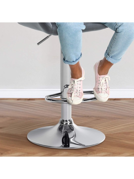 Sada 2 barových stoličiek Braga zamatový chróm, tmavosivá