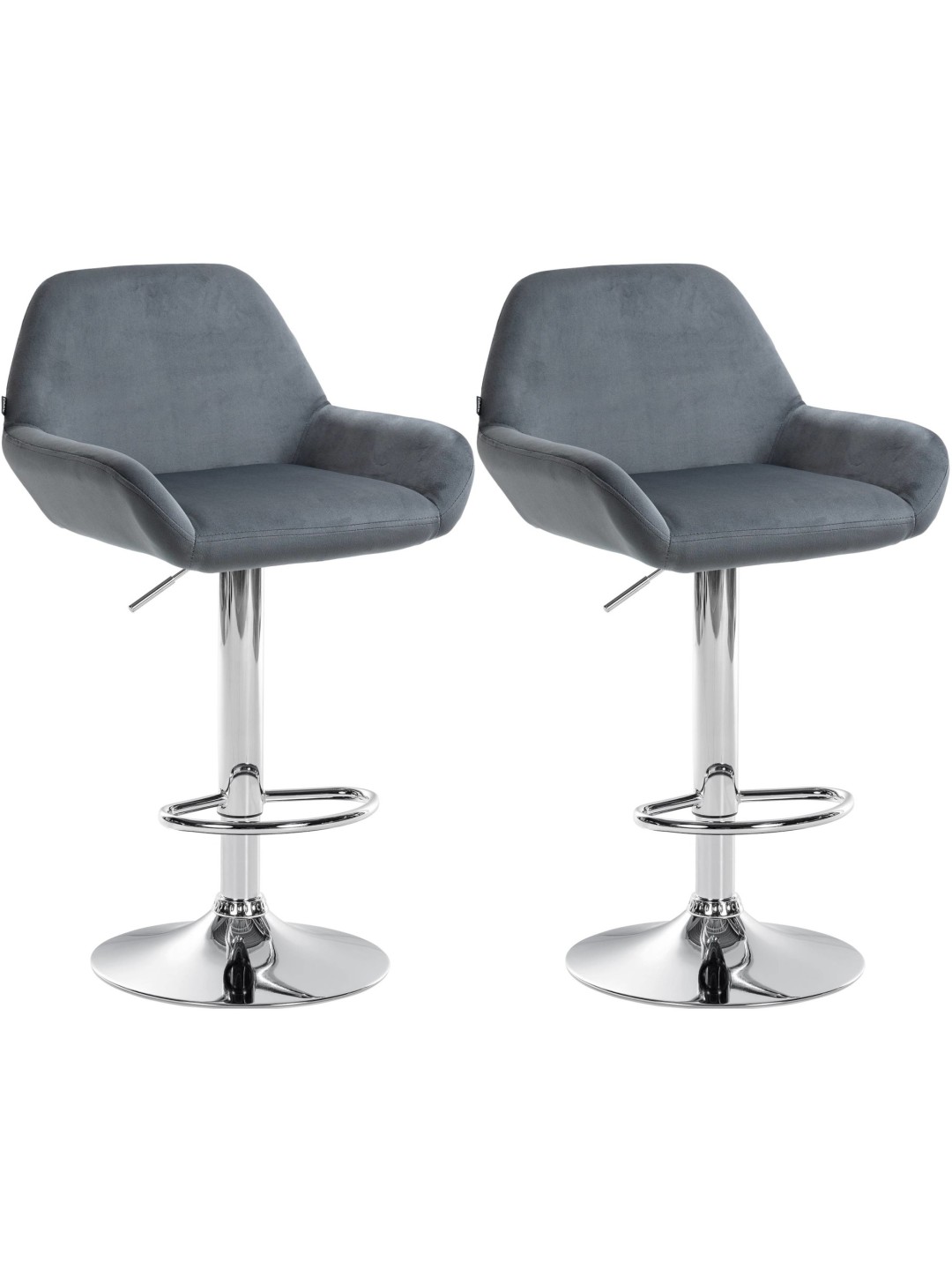 Sada 2 barových stoličiek Braga zamatový chróm, tmavosivá