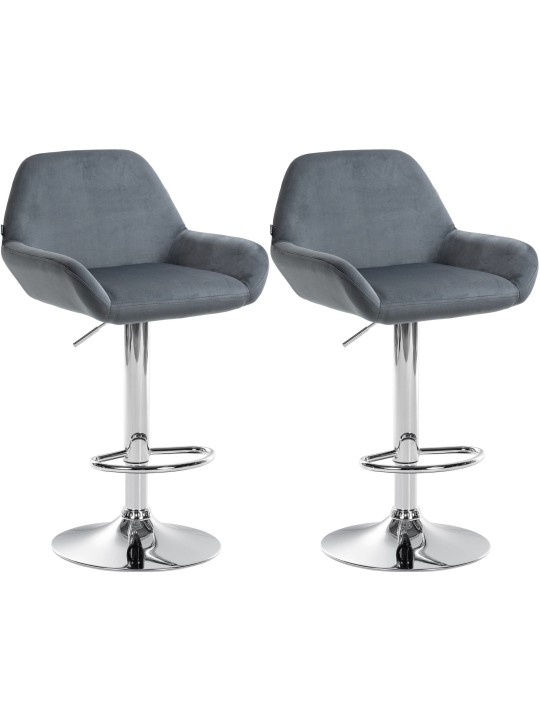 Sada 2 barových stoličiek Braga zamatový chróm, tmavosivá