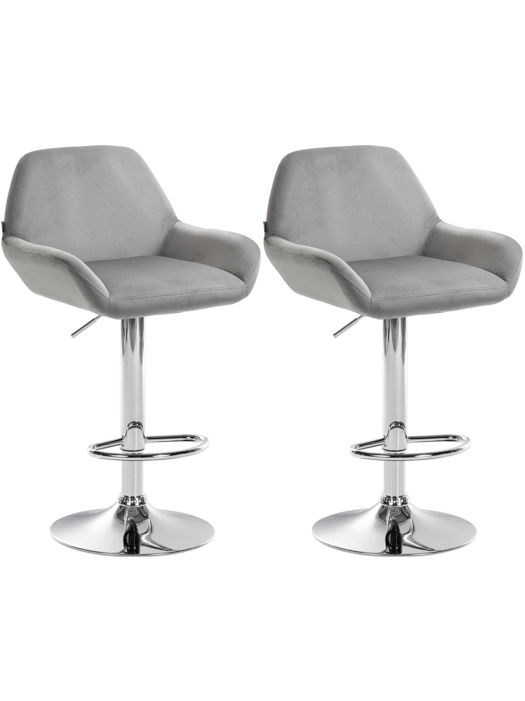 Sada 2 barových stoličiek Braga zamatový chróm, sivá