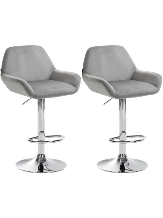 Sada 2 barových stoličiek Braga zamatový chróm, sivá