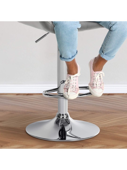 Sada 2 barových stoličiek Braga zamatový chróm, sivá