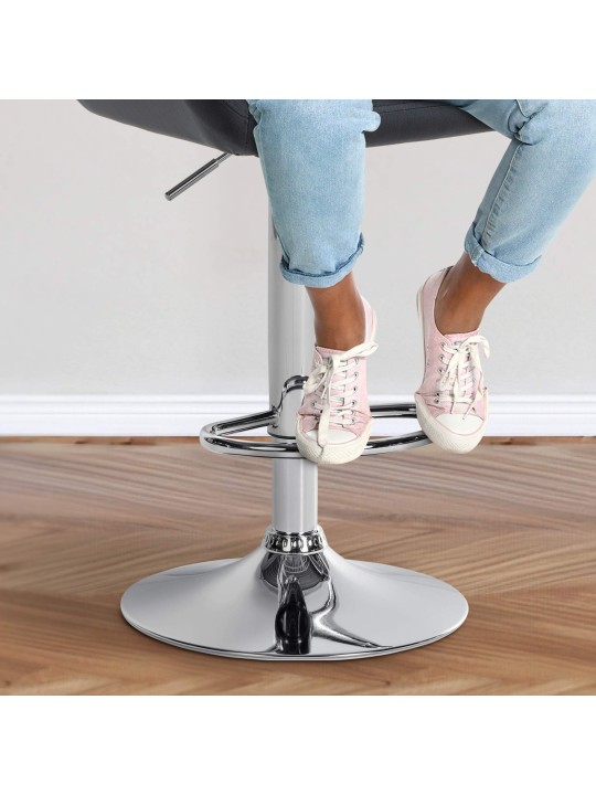 Sada 2 barových stoličiek Braga zamatový chróm, čierna