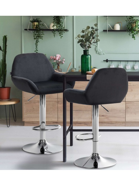 Sada 2 barových stoličiek Braga zamatový chróm, čierna