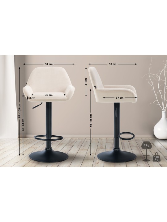 Sada 2 barových stoličiek Braga velvet, krémová