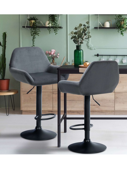 Sada 2 barových stoličiek Braga velvet, tmavosivá