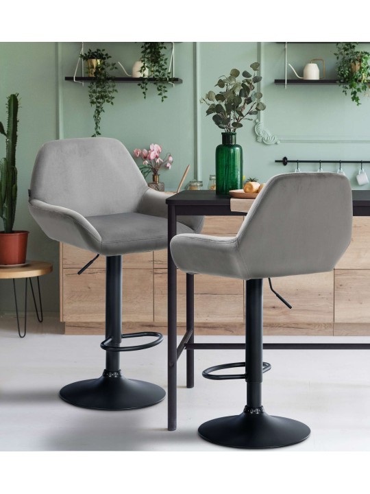 Sada 2 barových stoličiek Braga velvet, sivá