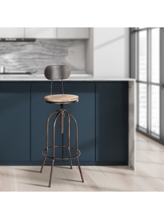 Sada 2 barových stoličiek Pino, drevo, bronzová