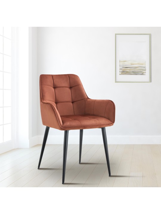 Zamatová jedálenská stolička Ferndale, hnedá