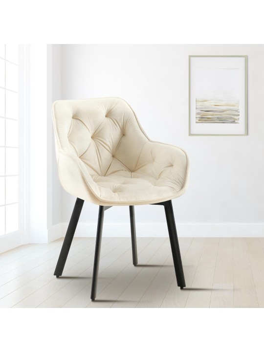 Jedálenská stolička Antigo velvet, krémová