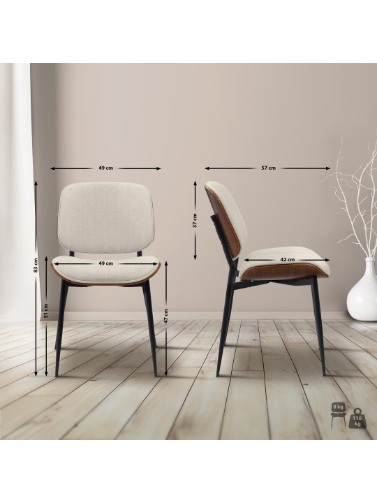 Stolička pre návštevy Tiffin látka, orech/krémová