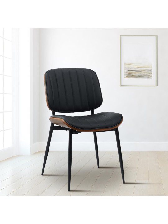 Kreslo pre návštevy Tiffin z umelej kože, orech/čierna