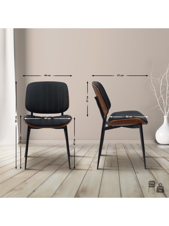 Kreslo pre návštevy Tiffin z umelej kože, orech/čierna