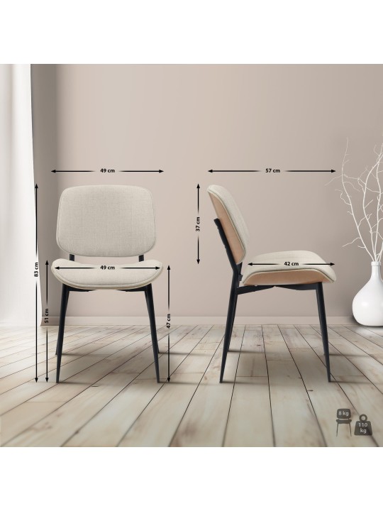 Stolička pre návštevy Tiffin látka, prírodná/krémová