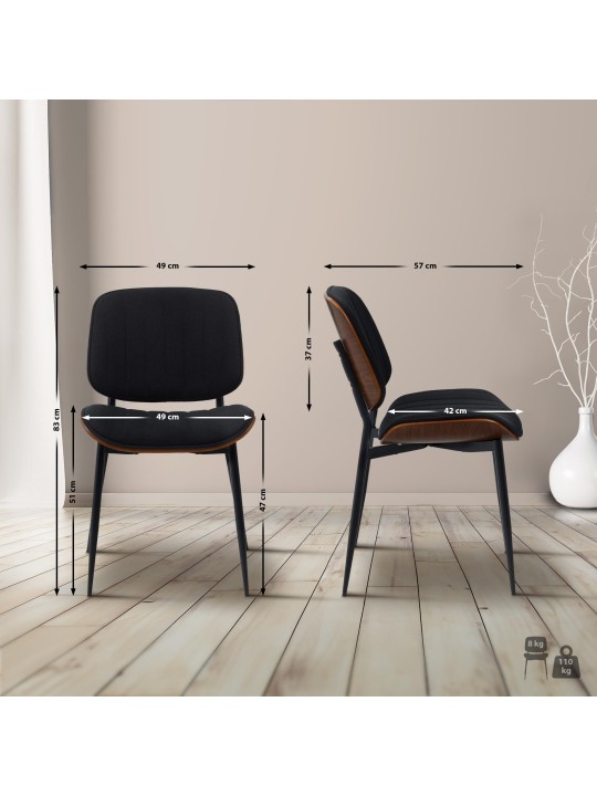 Stolička pre návštevy Tiffin látka, orech/čierna