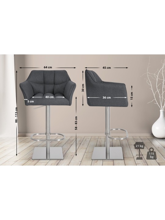 Barová stolička Damaso E filc, sivá