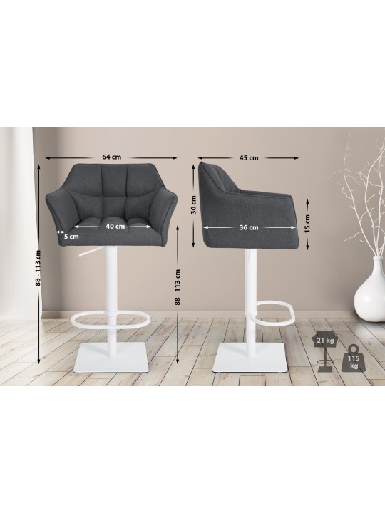 Barová stolička Damaso W filc, sivá