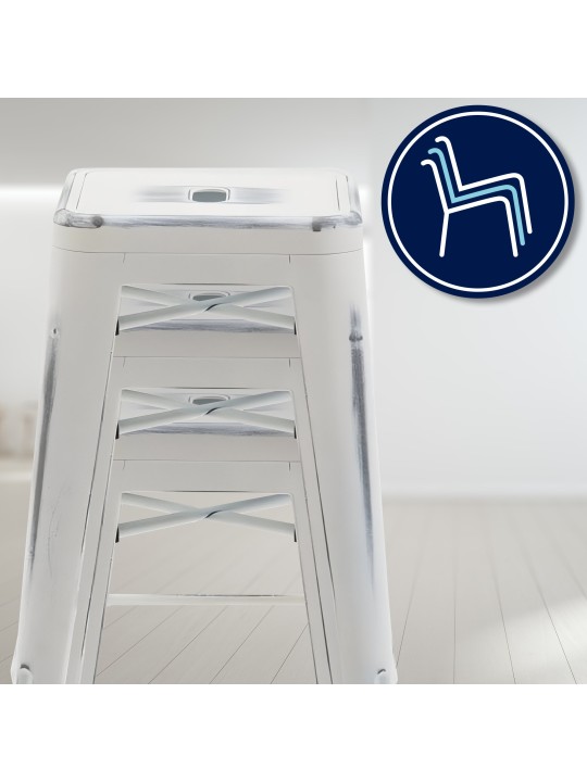 Sada 2 barových stoličiek Joshua, antická biela