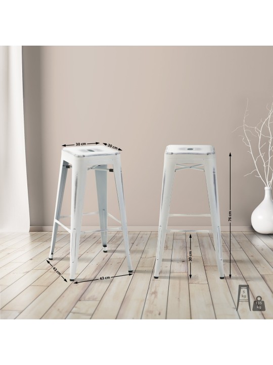 Sada 2 barových stoličiek Joshua, antická biela