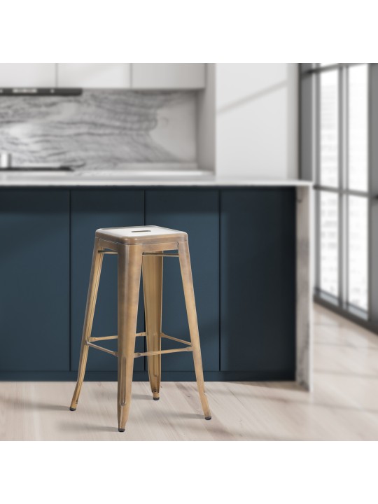 Sada 2 barových stoličiek Joshua, zlatá