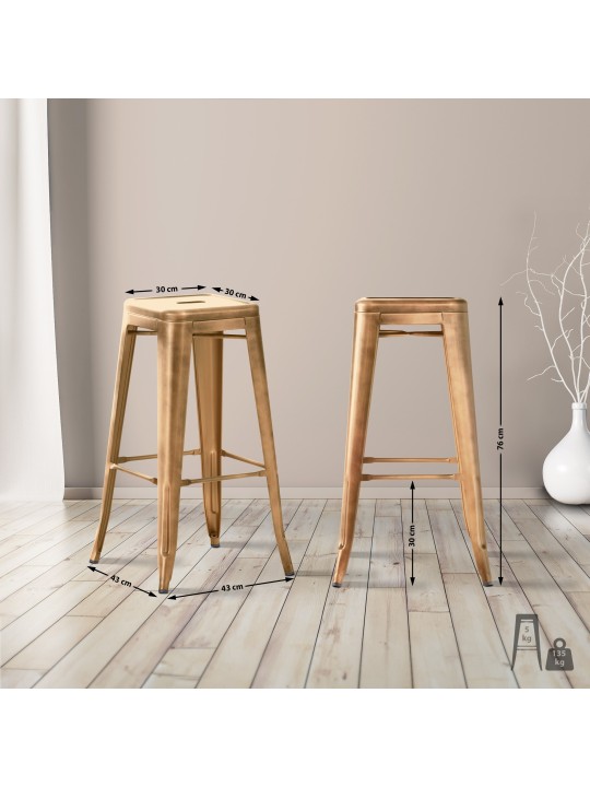 Sada 2 barových stoličiek Joshua, zlatá