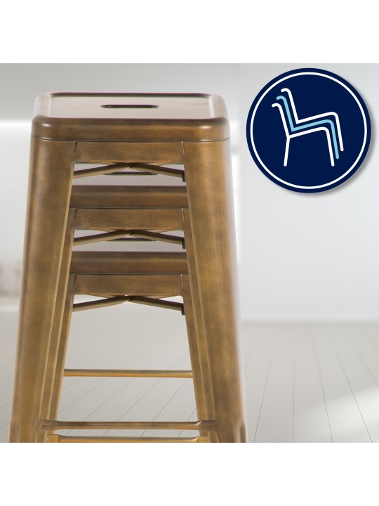 Sada 2 barových stoličiek Joshua, zlatá