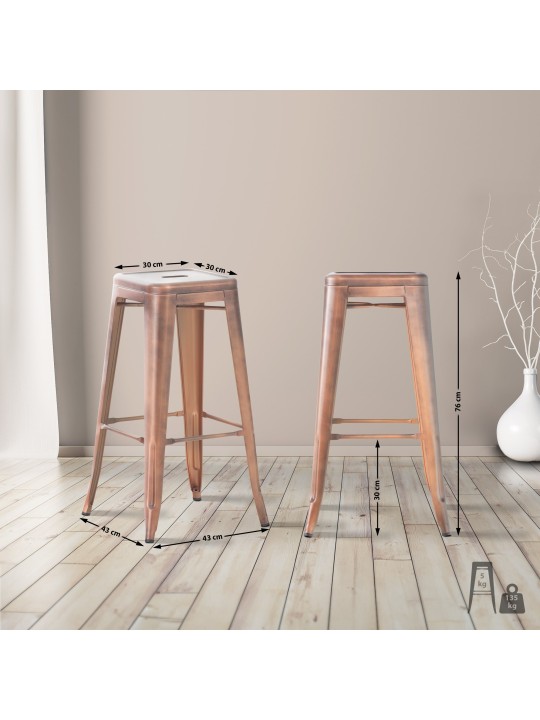 Sada 2 barových stoličiek Joshua, medená