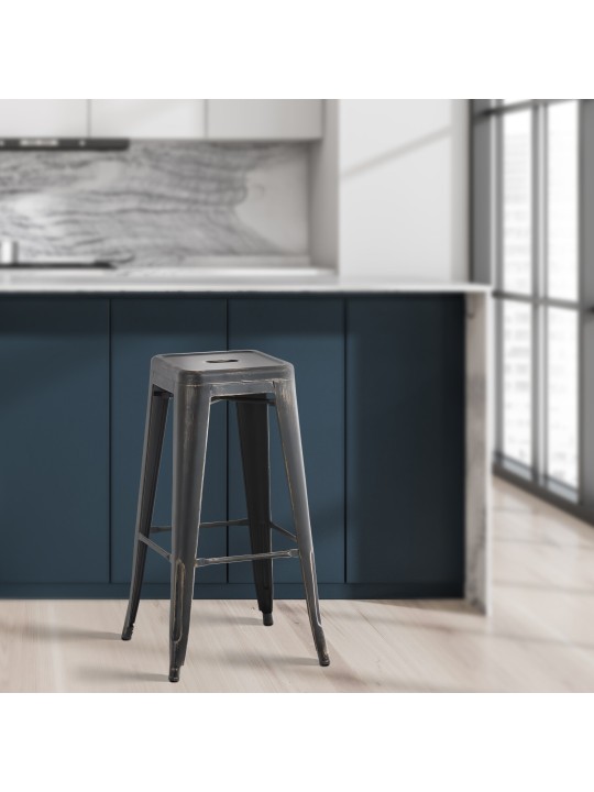 Sada 2 barových stoličiek Joshua, čierna-zlatá