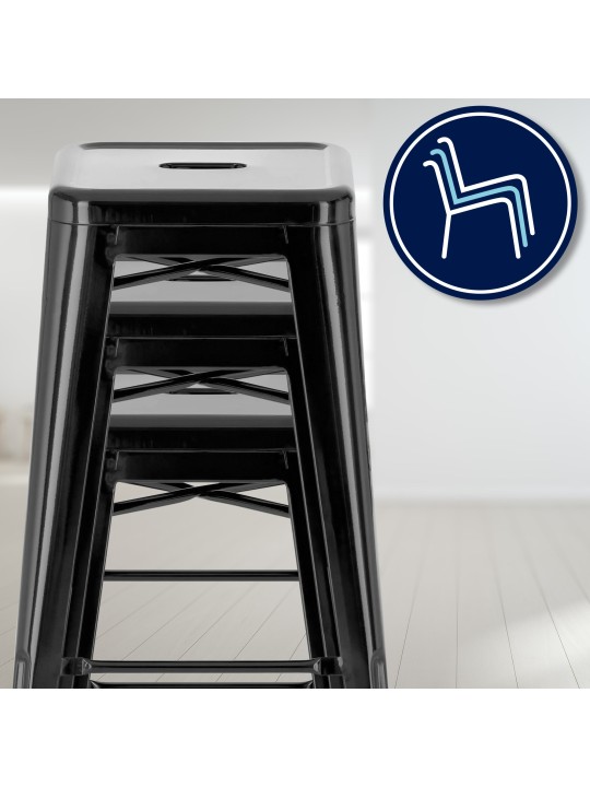 Sada 2 barových stoličiek Joshua, čierna