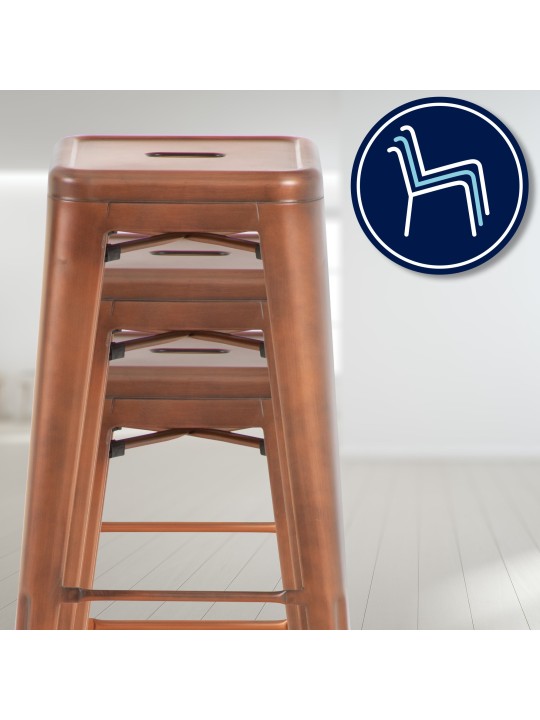 Sada 4 barových stoličiek Joshua, medená