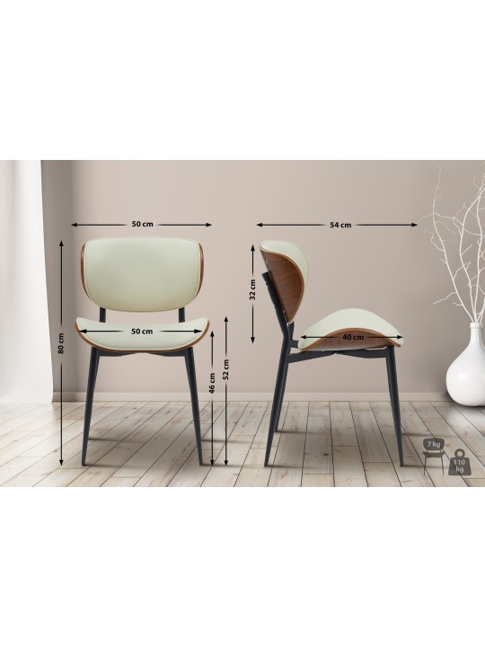 Kreslo pre návštevy Enid imitácia kože, orech/krémová