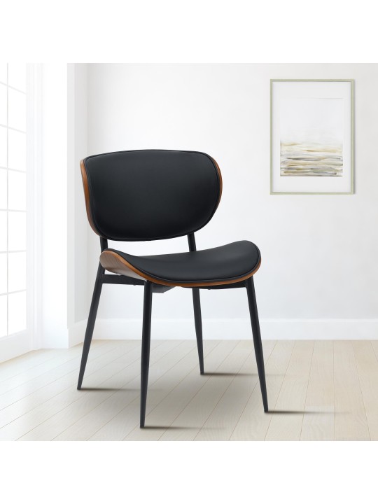 Kreslo pre návštevy Enid imitácia kože, orech/čierna