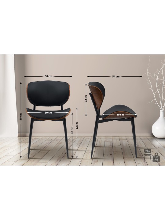 Kreslo pre návštevy Enid imitácia kože, orech/čierna