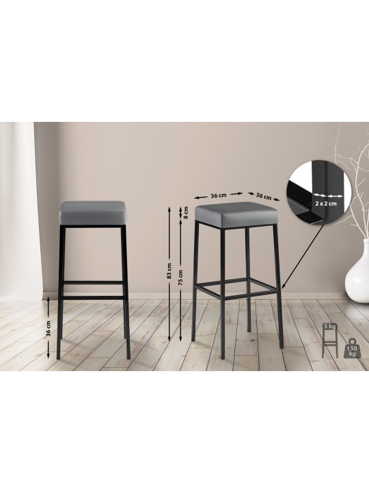 Sada 2 barových stoličiek Montreal 85 umelá koža, sivá