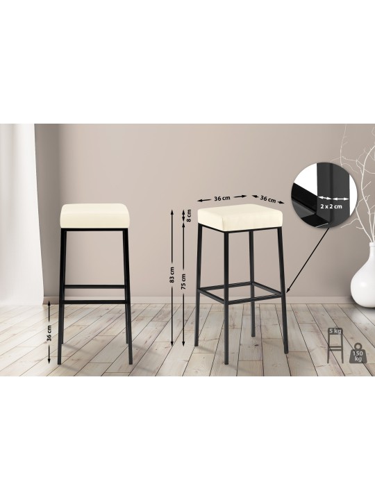Sada 2 barových stoličiek Montreal 85 umelá koža, krémová