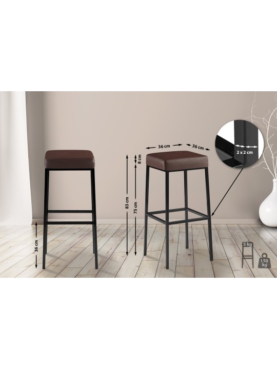 Sada 2 barových stoličiek Montreal 85 umelá koža, hnedá
