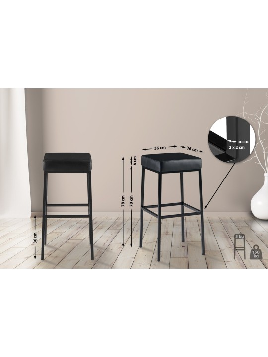 Sada 2 barových stoličiek Montreal 80 umelá koža, čierna
