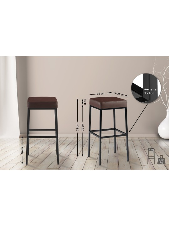 Sada 2 barových stoličiek Montreal 80 umelá koža, hnedá