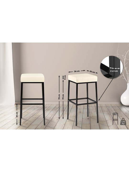 Sada 2 barových stoličiek Montreal 80 umelá koža, krémová
