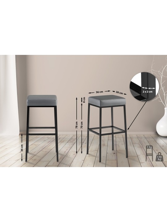 Sada 2 barových stoličiek Montreal 80 umelá koža, sivá