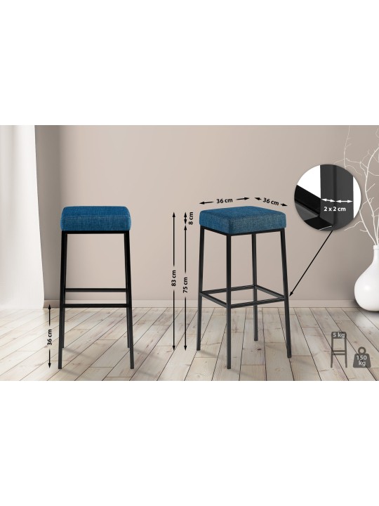 Sada 2 barových stoličiek Montreal 80 látka, modrá