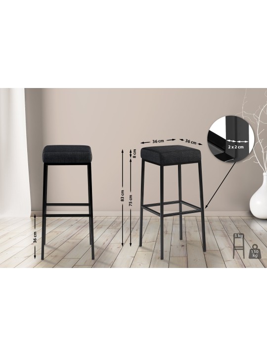 Sada 2 barových stoličiek Montreal 80 látka, tmavosivá
