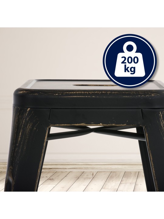 Stolička Armin starožitná, čierna-zlatá