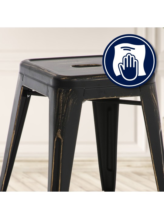 Stolička Armin starožitná, čierna-zlatá