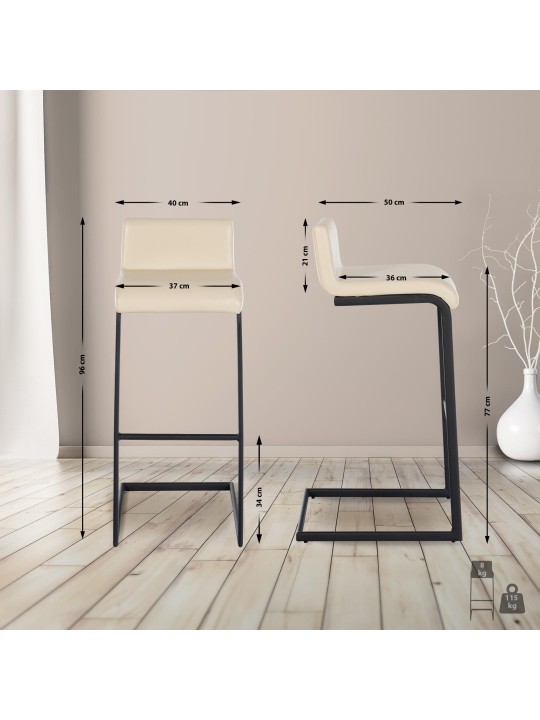 Barová stolička Newport z umelej kože B, krémová