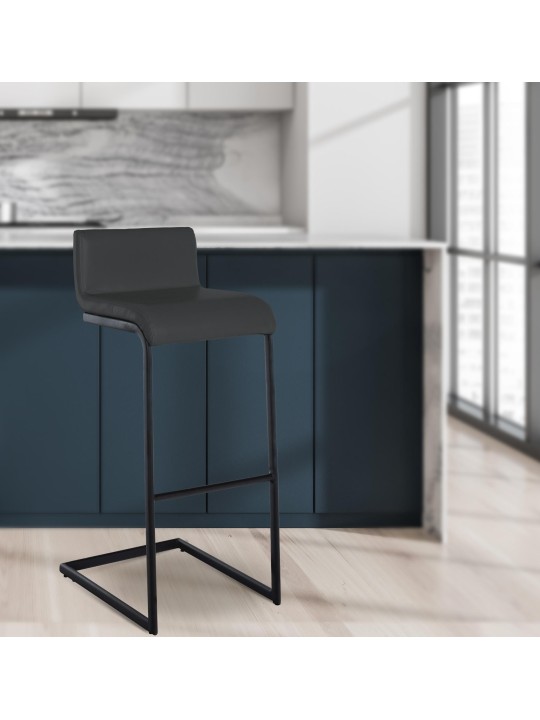 Barová stolička Newport z umelej kože B, tmavosivá