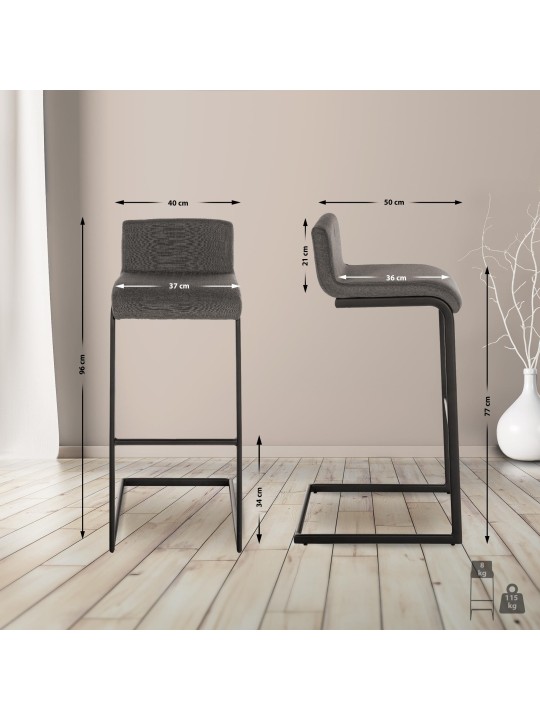 Barová stolička Newport fabric B, tmavosivá