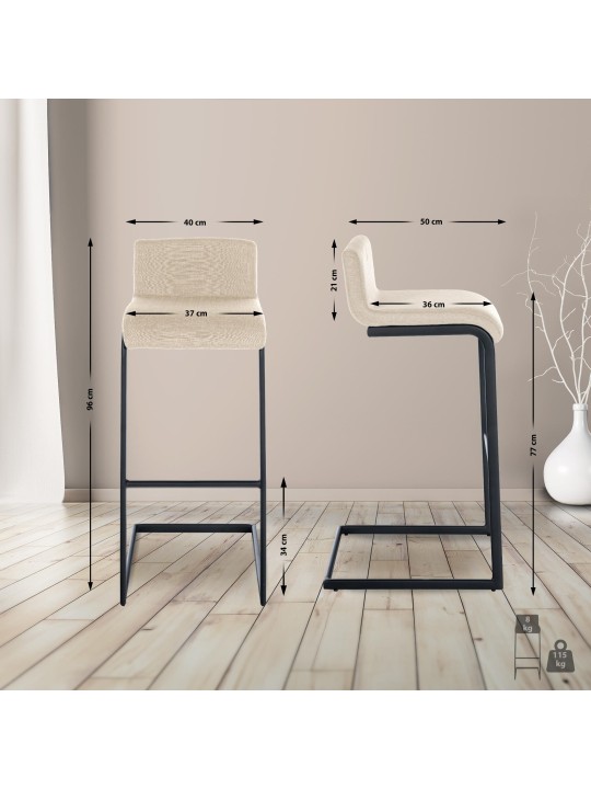 Barová stolička Newport fabric B, krémová