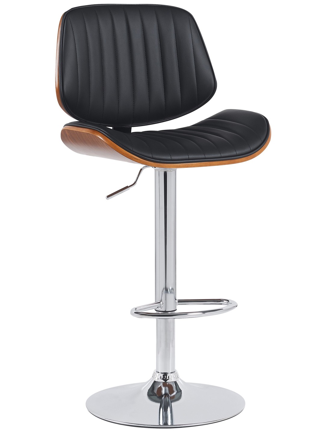 Barová stolička Clawson z umelej kože chróm, orech/čierna