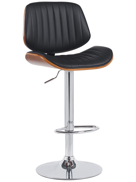 Barová stolička Clawson z umelej kože chróm, orech/čierna